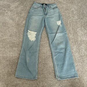 Hollister light wash distressed wide leg jeans